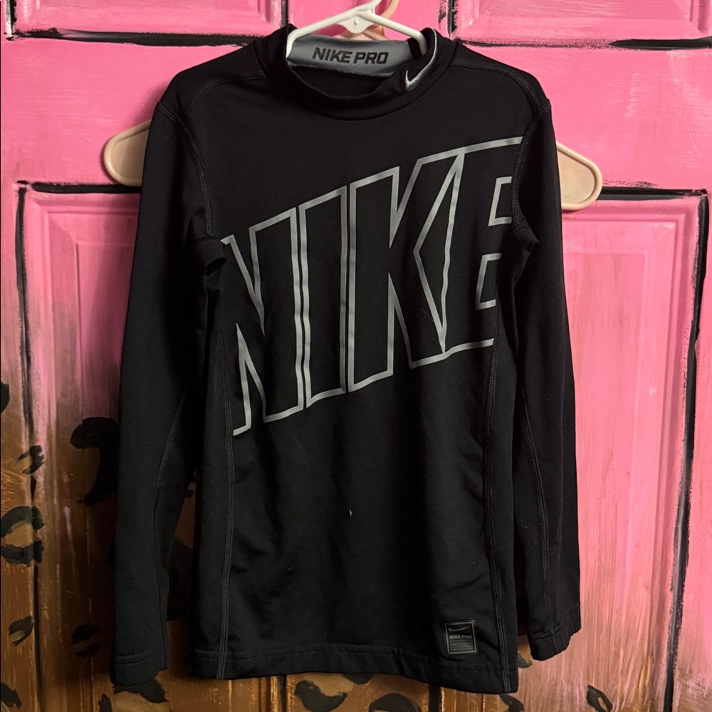 Nike Pro Black and Gray Long Sleeve Top